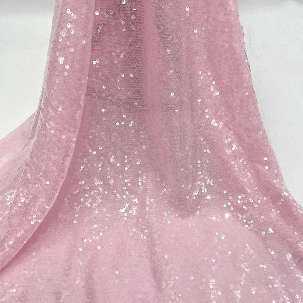 DIY 5mm Dense Glitter Fabric Sequin Embroidered Mesh Sparkle Fabric Bead Lace Material Stage Costumes