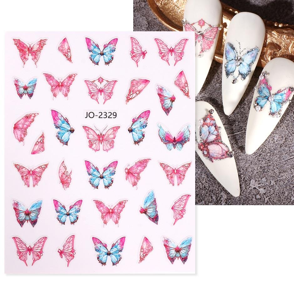 Лазерные наклейки для ногтей, бабочка, сердце, звезда, дизайн, клейкие слайдеры, наклейки для дизайна ногтей, маникюрные украшения