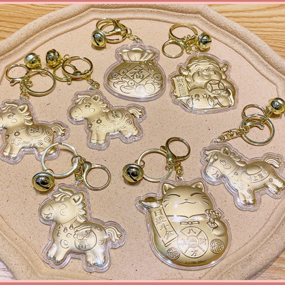 Wealthy Gold Horse Keychains Luck Bag Pendant Bags Accessory Pony Keychain  Chinese New Year