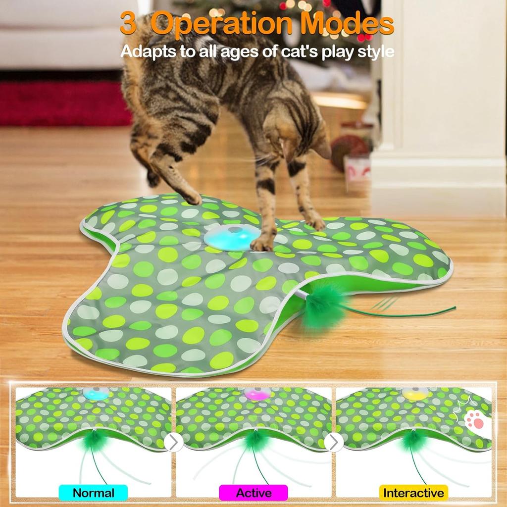 Exercise Interactive Cat Toys Rechargeable Moving Concealed Feathers Real Mouse Squeaky Touch Activated Cat Kitten Toy For Indoor Bored Cats