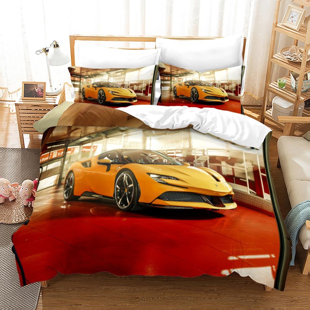 Luxury Car Duvet Cover Set Cartoo Bedding Set for Kids Boys Polyester Bedding Set King Size