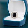 Bella Box Luxury Silver Color Men Ring With Genuine Black Blue Big Stone Engagement Wedding Party Ring