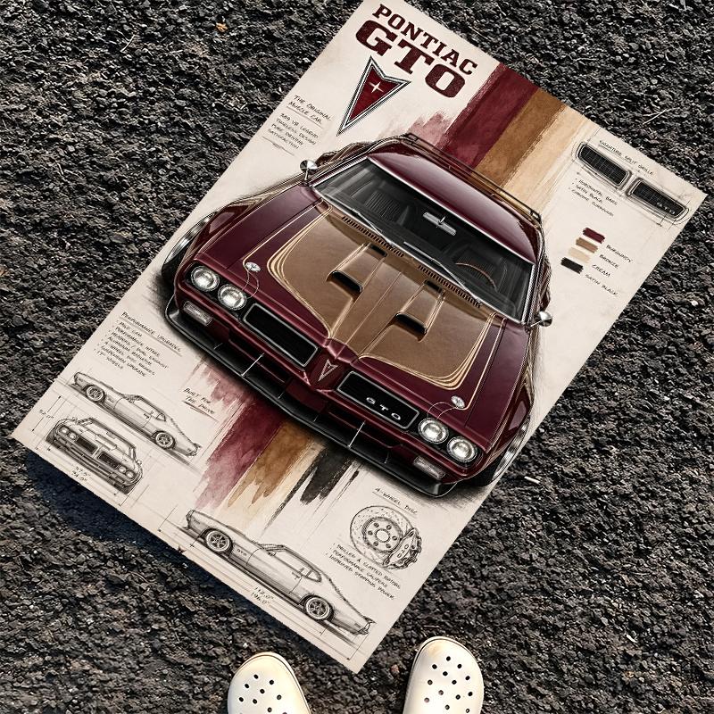 Pontiac Printed Carpet, Rug for Office Chair Living Room Bedroom Kitchen Room Decor Gifts.
