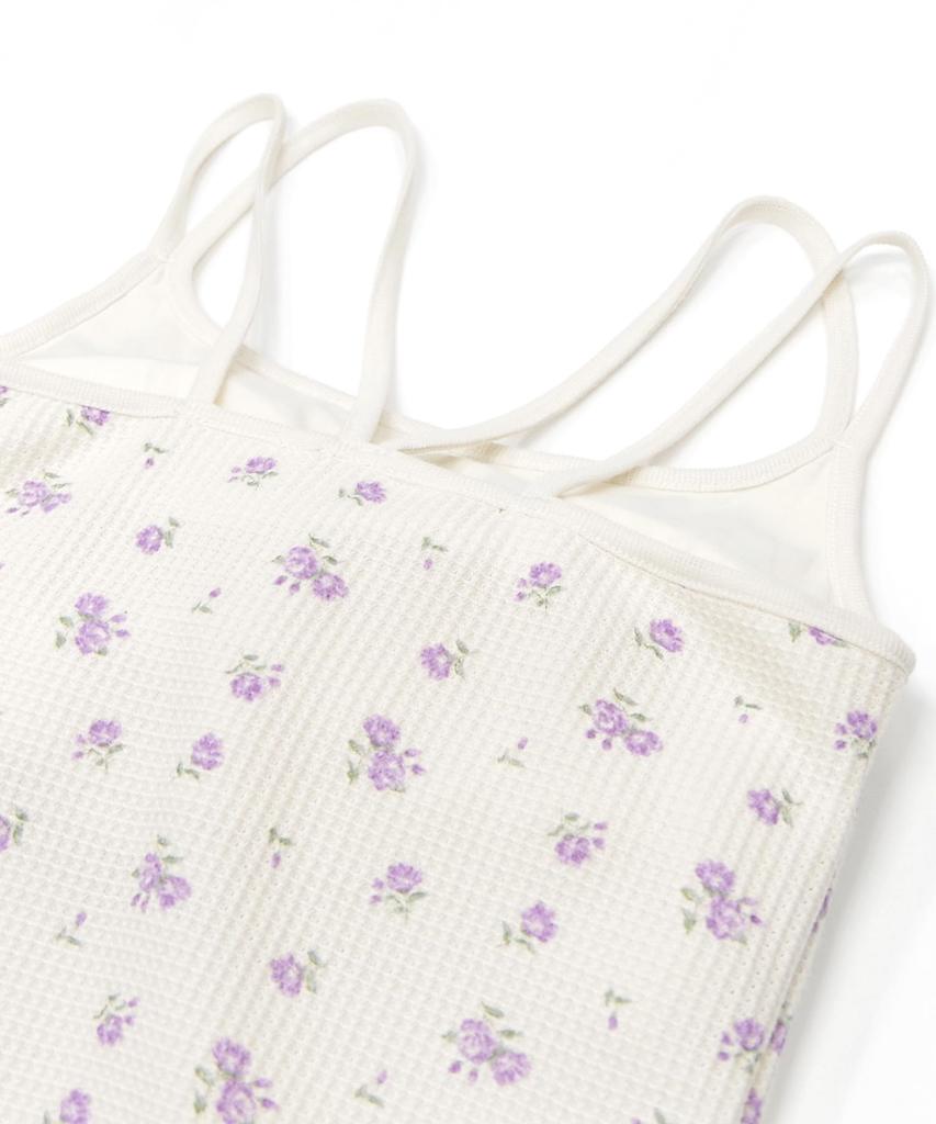 Пижамный комплект с вафельным цветочным узором и шортами на бретелях с оборками, комплект из 3 предметов, лавандовый [JE Morgan] и