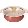 Wahei Freiz Tabletop Pot, 24cm, For 4 To 5 People, Red, IH Compatible, Gas, Ceramic Processed, Almonde RB-3308