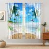 2pcs 3D Balcony Beach Landscape Curtain Window Treatment For Bedroom Living Room Kitchen Study Room Home Decor Free Shipping