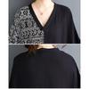 Plus Size Dress New Summer Holiday Basic Women V-Neck Loose Short Sleeve Vintage Long Spliced Dress