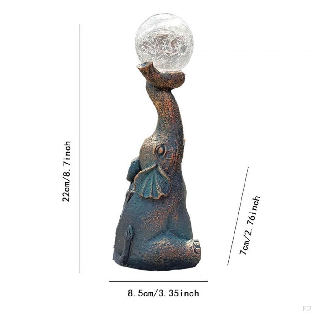 Elephant Lamp Statue Decor Sculpture with Light Figurine Desktop Ornament for