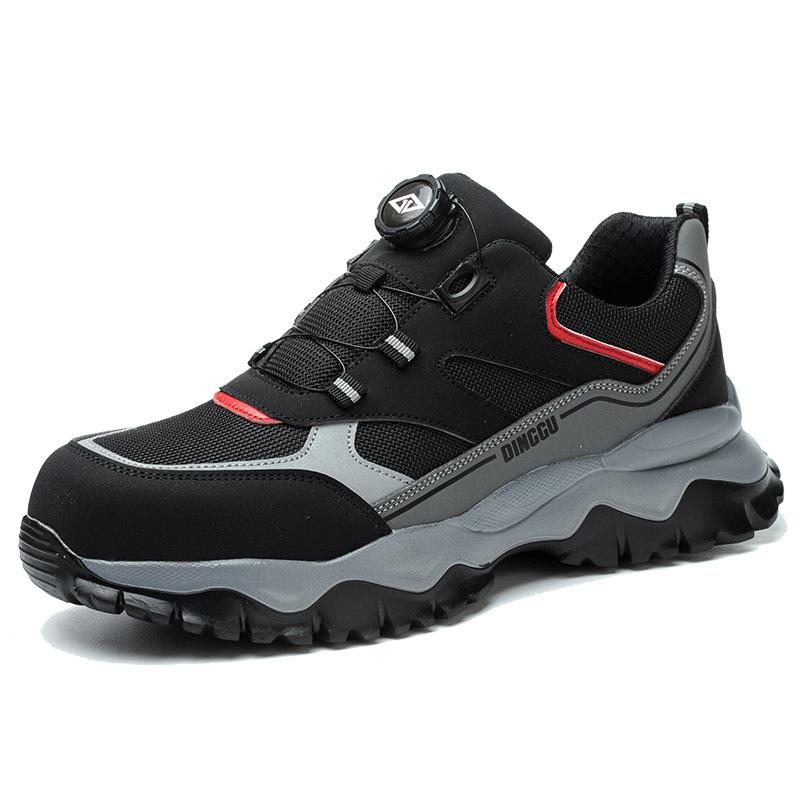 Rotary Button Comfortable Safety Shoes Lightweight Breathable Work Sneakers Low Top Anti-Puncture Anti-Smash Steel Toe Shoes
