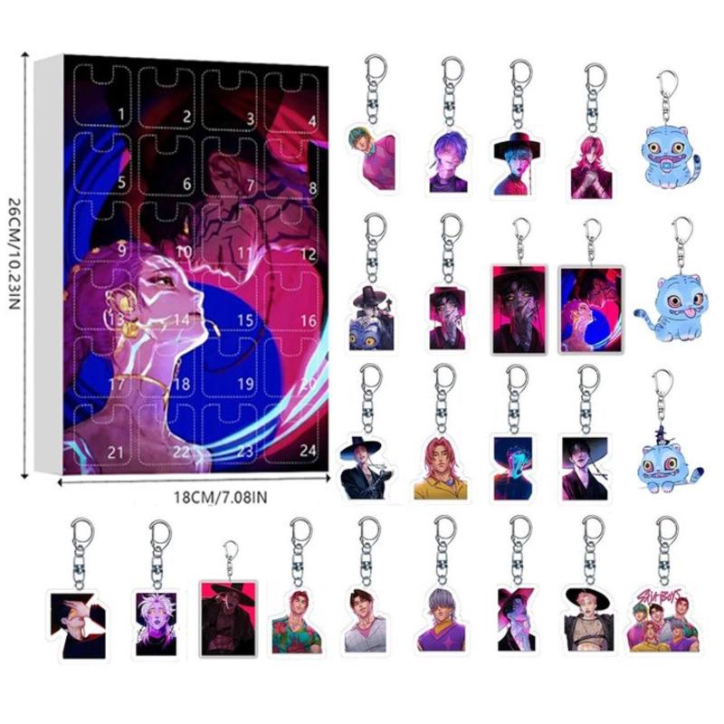 K-pop Охотники на демонов Адвент-календарь Слепой бокс Календарь обратного отсчета с 24 игрушками-брелоками Подарочный пакет Подвеска Смешная игра Коллекционные предметы