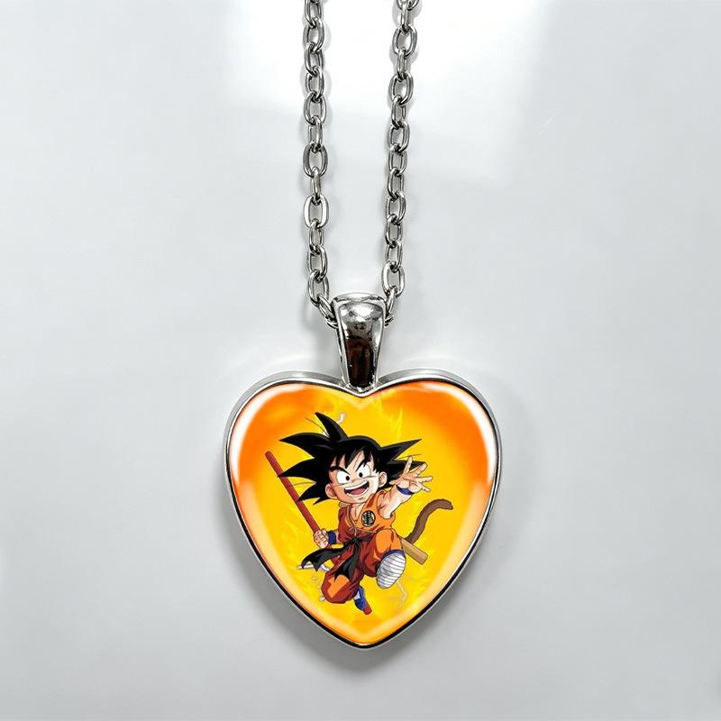 1Pc Dragon Ball Z Goku Time Gem Necklace, Anime Character Heart Pendant Fan Collection