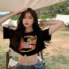 Summer New Spice Girl Versatile Trendy T-shirt Women's Design Sense Chain Short Navel Black Short-sleeved Top