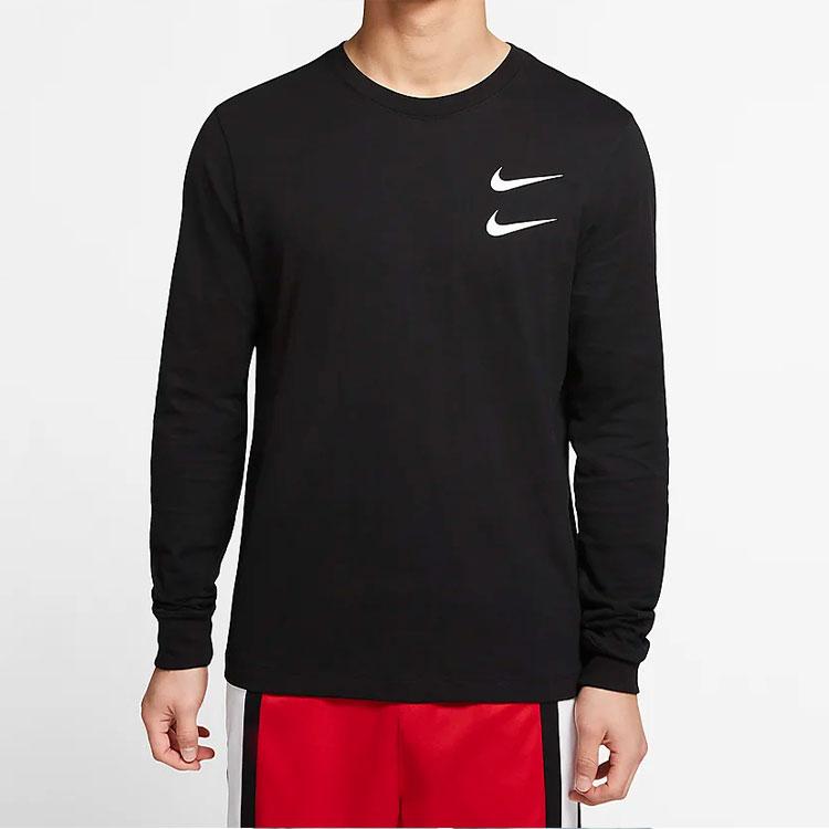 Nike Спортивная футболка с длинным рукавом Swoosh Мужские топы Черные CK2259-010