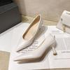 Туфли на высоком каблуке 2025 осень новый товар заостренный носок ощущение высокого класса мелкий вырез темперамент одинарная обувь для женщин