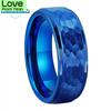 8 мм 6 мм Для мужчин Синие Вольфрамовые Свадебные Обручальные Кольца Женские Ступенчатые Края с Молоточком Помолвочные Куполообразные Кольца Матовая Отделка Удобная Посадка Свадебный Подарок