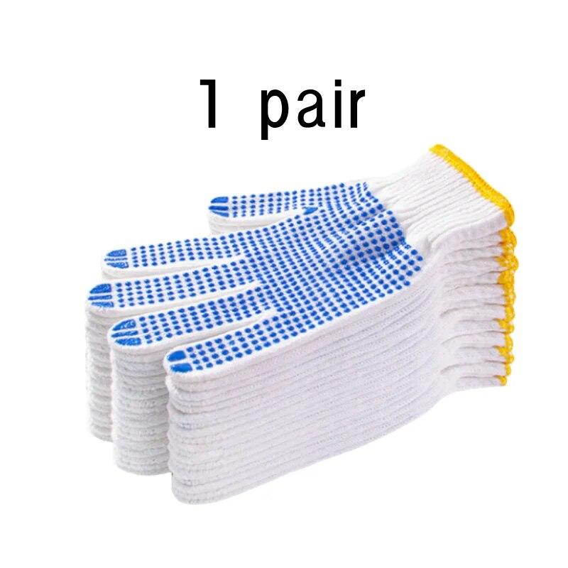 Перчатки из чистого белого хлопка с точечным клеем на ладони, нескользящие, износостойкие, утолщенная резина для работы и охраны труда