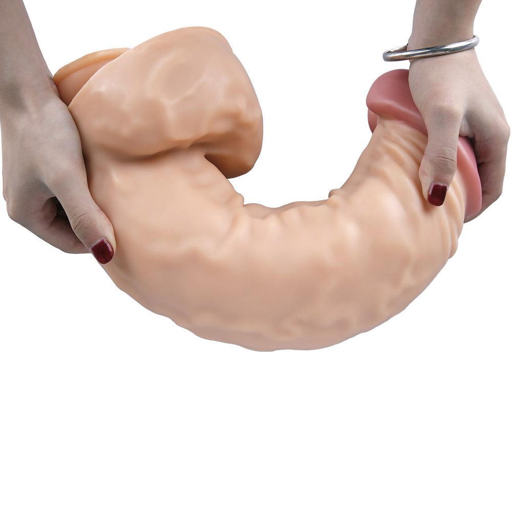 Огромный дилдо 39 см с присоской, фистинг, анальная игрушка, большой член, реалистичный пенис, раб, БДСМ, ПВХ, ремень на члене, привязка к члену