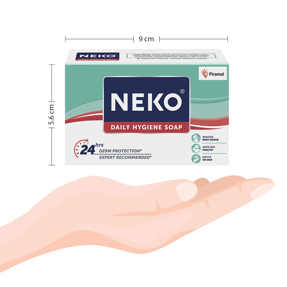 Neko Daily Hygiene Soap 100g Pack of 8 with 24 Hours Germ Protection and Soft Skin Care