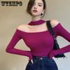 Sexy Halterneck Sweater Tight-fitting Off The Shoulder Women Tops Knitted Bottoming Shirt Long-sleeved Solid Tide Harajuku Shirt