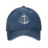 Anchor Unisex Style Baseball Cap Nautical Captain Distressed Denim Caps Hat Fashion Outdoor Summer Adjustable Fit Snapback Hat
