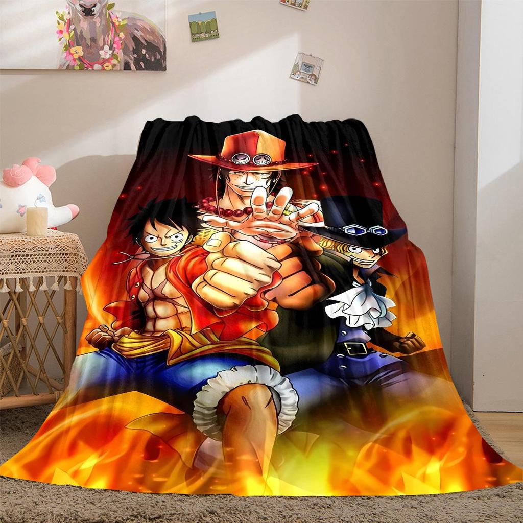 One Piece Anime Luxury Flannel Lightweight Blanket Home Decor Sofa Bed Travel Cover Family Gift LXR169