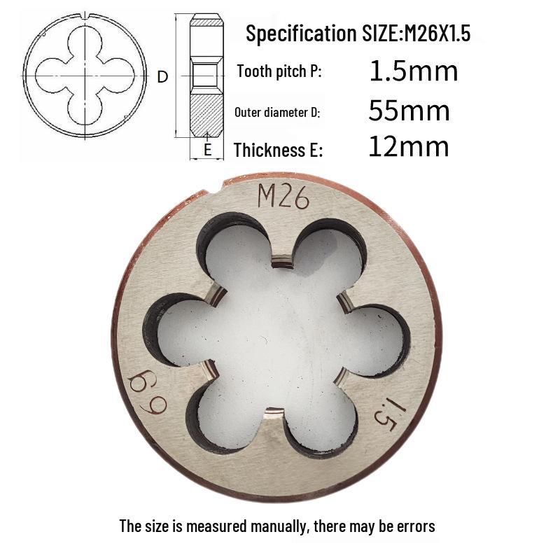 Круглая плашкодержатель M24-M26 x 0.5-3 мм, Прямое/Обратное, Правая/Левая резьба