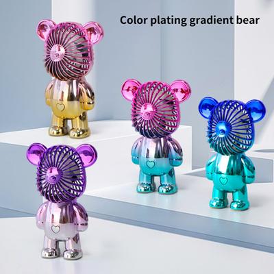 USB-вентилятор, бесшумный, сильный ветер, перезаряжаемый мультяшный жестокий медведь, мини-электрический настольный портативный USB-вентилятор для общежития