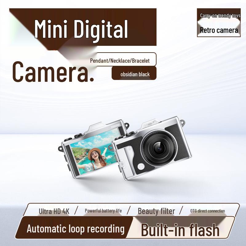 4K HD Retro Outdoor Travel Camera: Metal Body, Exquisite Compact Design for Video Recording