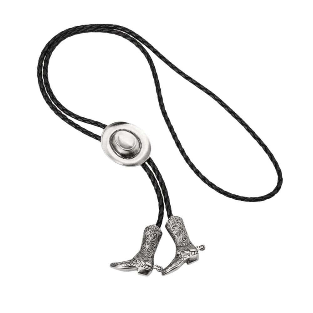 Zinc Zinc Alloy Cowgirls Shirt Neck Pendant High-end Leather Rope Tie Decor Cowboy Hat Boots Necklace Daily
