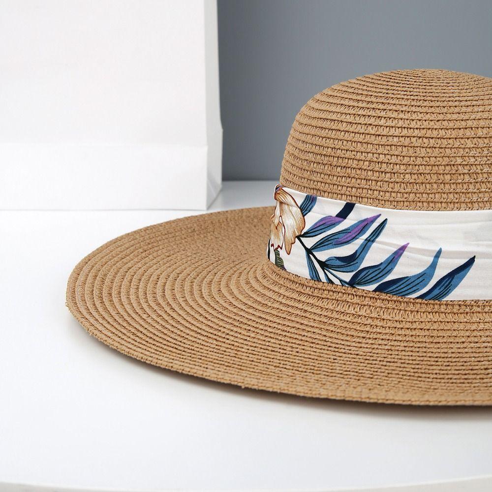 Sun Protection Straw Beach Hat Large Capacity Tote Bag Portable Beach Bag  Travel Outdoors