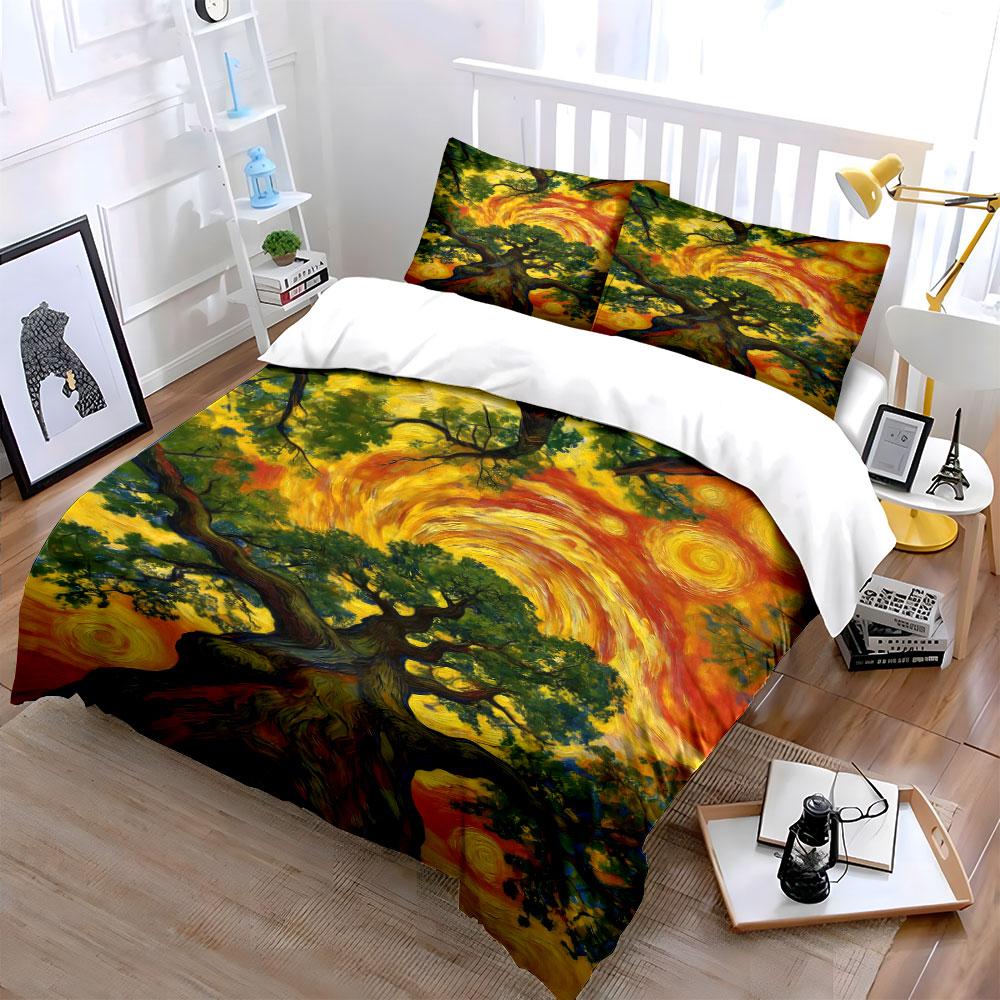 Swirling sun, vivid tree. Bedding sets Duvet cover sets Duvet covers Pillowcases(1* Duvet Cover 2* Pillowcases without duvet insert)