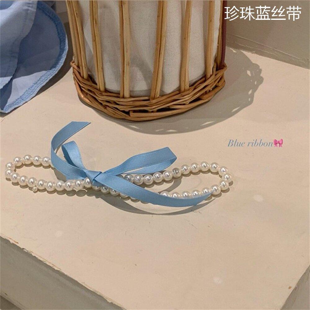 French Romantic Pink Love Bow Pendant Necklace with Pearl Necklace Designed by Female Minority Sweety Clavicle Choker Trendy