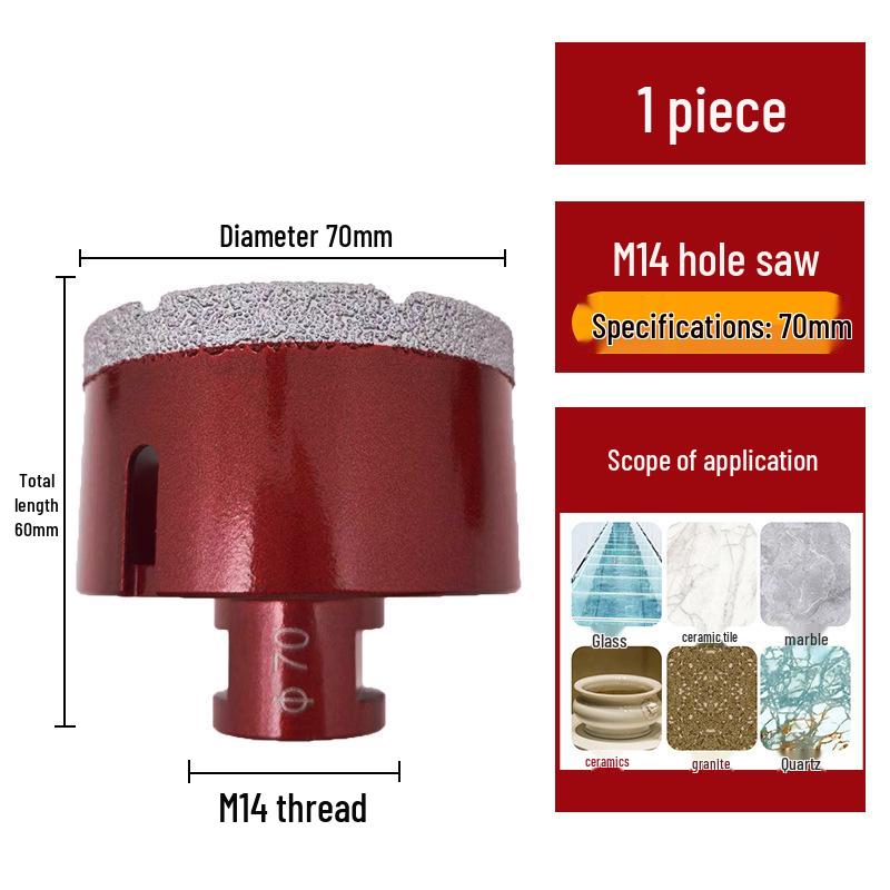 M14 Алмазная коронка паяная для плитки, мрамора, камня, стекла - Насадка для угловой шлифмашины для расширения отверстий