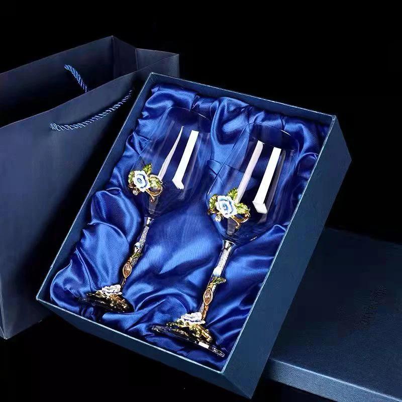 Enamel Crystal Glass Red Wine Cup Champagne Wine Glasses Luxury Glass Cups Wineglass Vintage Drinking Goblet Set Whiskey Barware