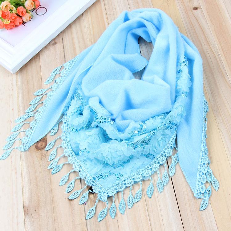 Дамская шаль, осенние и зимние шарфы, треугольные шарфы, вышитые кисточки, теплые шарфы, шелковые шарфы и платки для головы