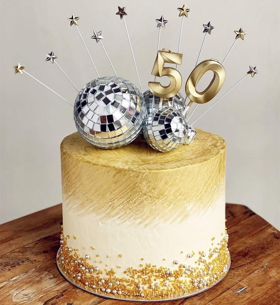 4 шт. топперы для торта в виде диско-шаров, 3 размера мини-серебристые диско-шары для девичника, декор для дня рождения в стиле 70-х «Космический ковбой»