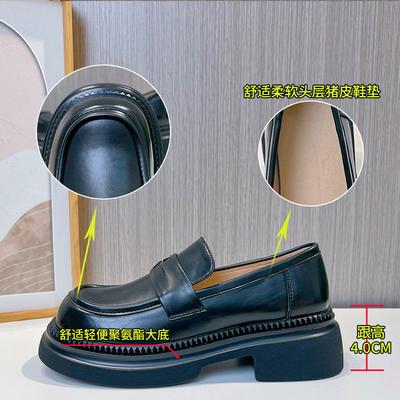 Новые лоферы женские 2025 весна толстый каблук одинарная обувь британский стиль маленькие кожаные туфли повседневные универсальные женские туфли