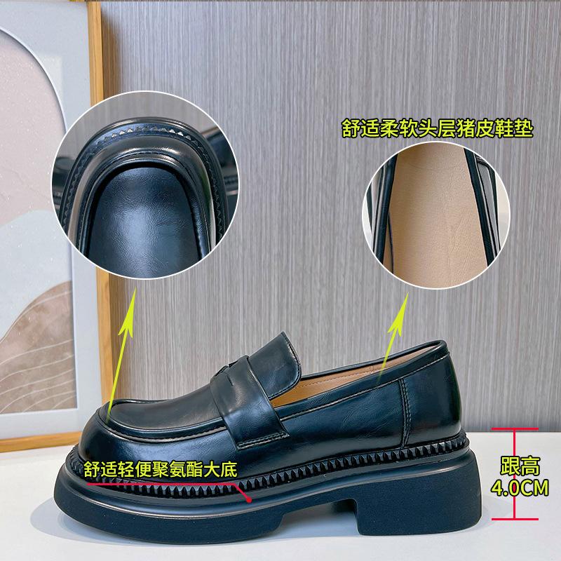 Новые женские мокасины 2025 года, весенние туфли на толстом каблуке с одной педалью, маленькие кожаные туфли в британском стиле, повседневная универсальная женская обувь, тренд