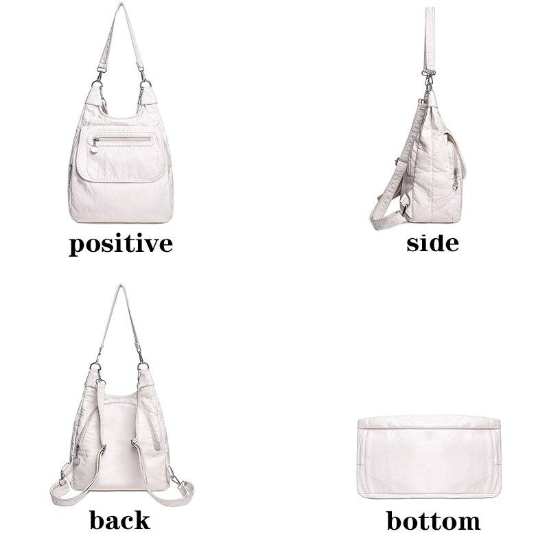 Многофункциональные белые рюкзаки Модные вымытые из мягкой ПУ кожи Рюкзак против кражи Большая вместимость Школьная сумка для девочек-подростков CLE