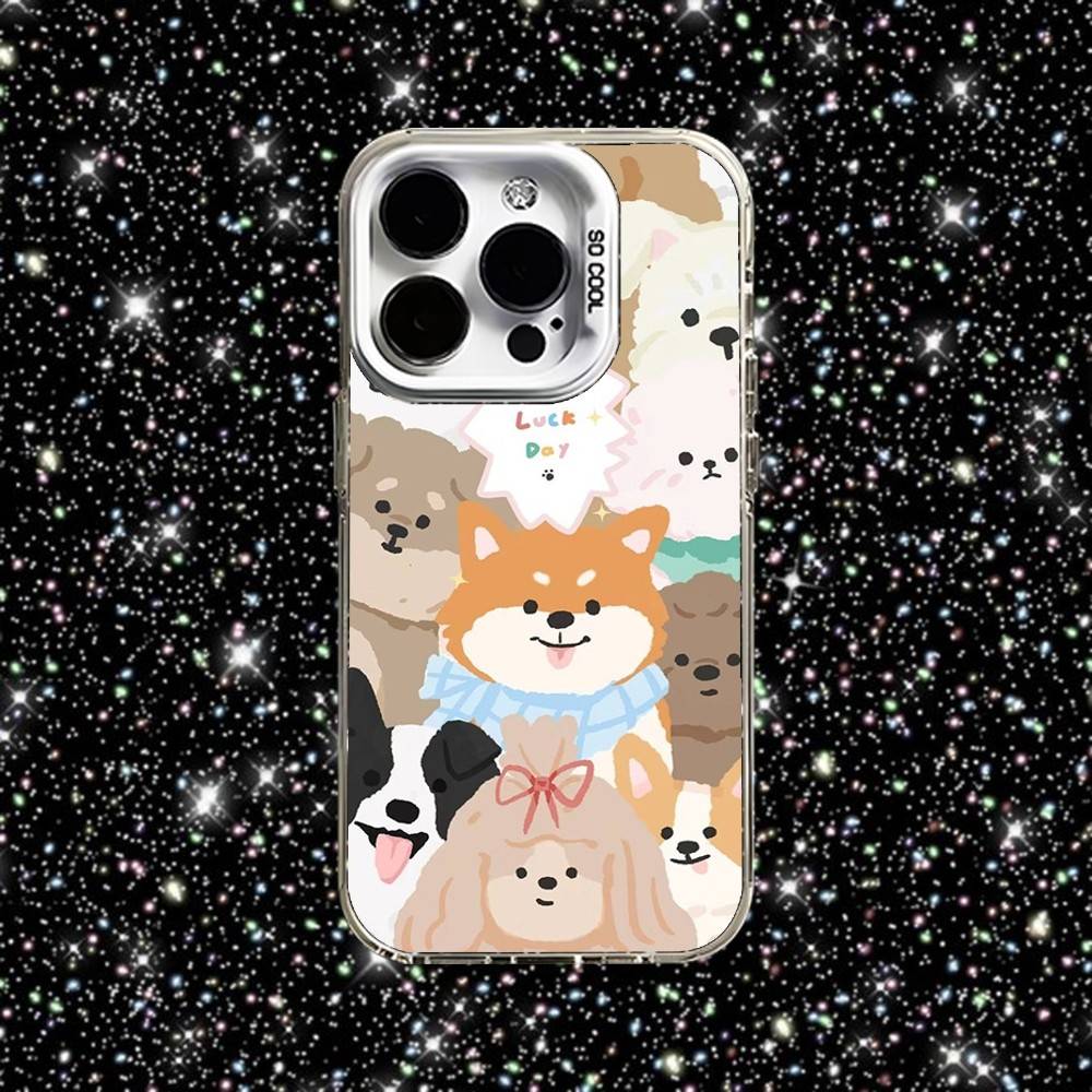 Чехол для телефона 'Счастливая собака', милый, для iPhone 16,15,14,13,12,11, Pro, XS, Max, Plus, Mini, SE, белый, конфетный, матовый, противоударный