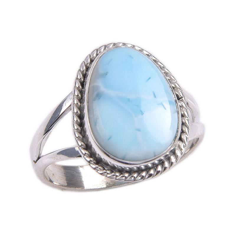 Подарочное кольцо из натурального стерлингового серебра 925 пробы с драгоценным камнем Ларимар S.7 d9s08