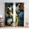 Шторы с принтом животных в тропическом лесу, полузатемняющие, шторы с карманами на штанге для кухни, кафе, гостиной, украшения дома