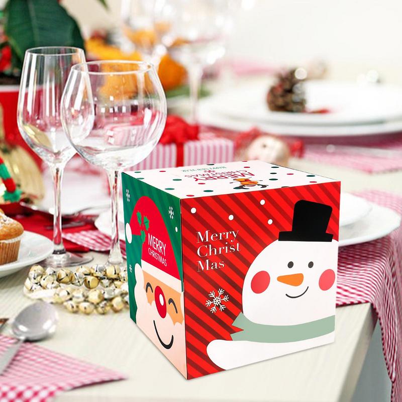 Рождественские коробки для печенья, маленькая рождественская коробка с изображением лося, снеговика, Санта-Клауса, 25 см/9,84 дюйма, праздничная коробка для конфет с крышкой, рождественская тематическая коробка