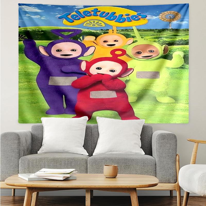 Teletubbies Print Tapestry, Backdrop, Easy Setup, Ideal for Bedroom, Office & Living Room, with Aesthetic Wall Hanging Decor.