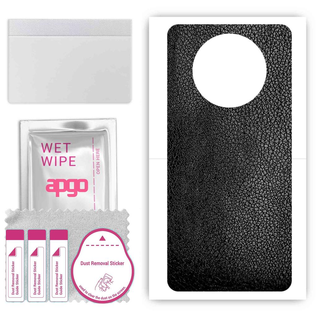 apgo Protective Skin Sticker for the Back Compatible with Cubot Note 9, Wrap Film, Foil, Vinyl - Pattern Black Leather