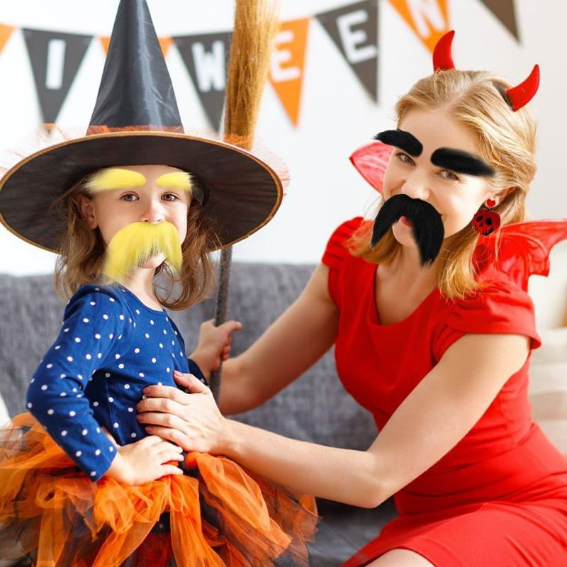 Хэллоуин Набор накладных бороды и бровей Реалистичное плюшевое волокно Костюмный реквизит Макияж Смешной аксессуар для вечеринки для взрослых Косплей Наряд