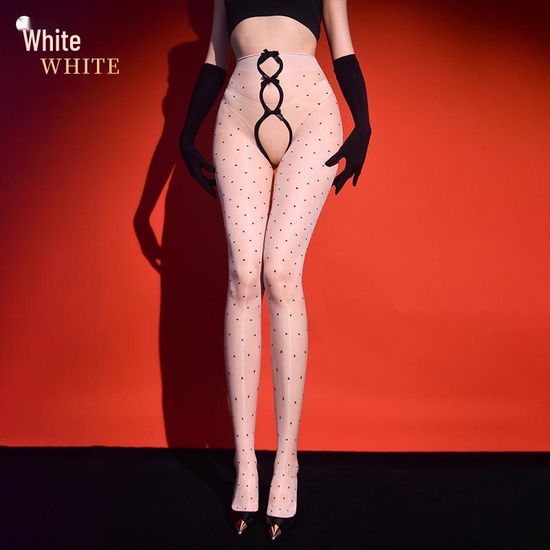 5D Аврора в горошек черные шелковые колготки: Ультратонкие, Приятные к коже, Солнцезащитные, Летние Сексуальные С открытой промежностью, Колготки с носками.