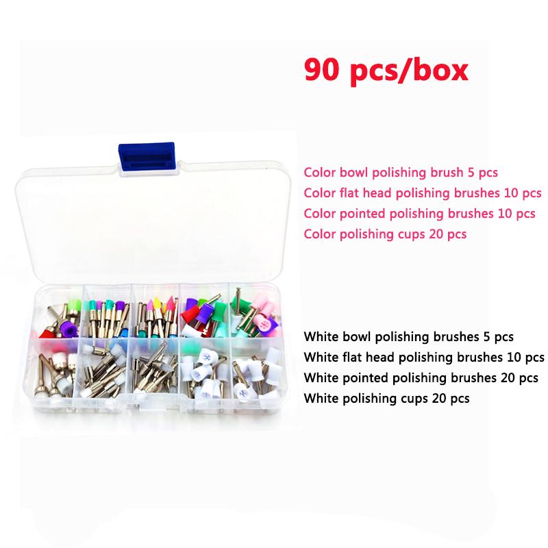 Набор кистей для полировки зубов, белая, красочная, плоская, острая, в форме чаши, головка, угловая, низкоскоростная полировальная щетка