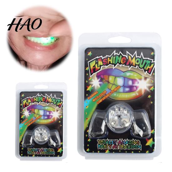 Flashing Mouth Piece for Cosplay Halloween LED Light-up Braces, Multi-color Mouthpiece, Trick-or-treat Fun Electronic Glowing Teeth Decoration