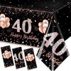 GREHUMOR 3Pcs 13th Birthday Tablecloth Party Decorations for Girls Rose Gold 13 Year Old Birthday Party Supplies Table Cover Thirteen Birthday